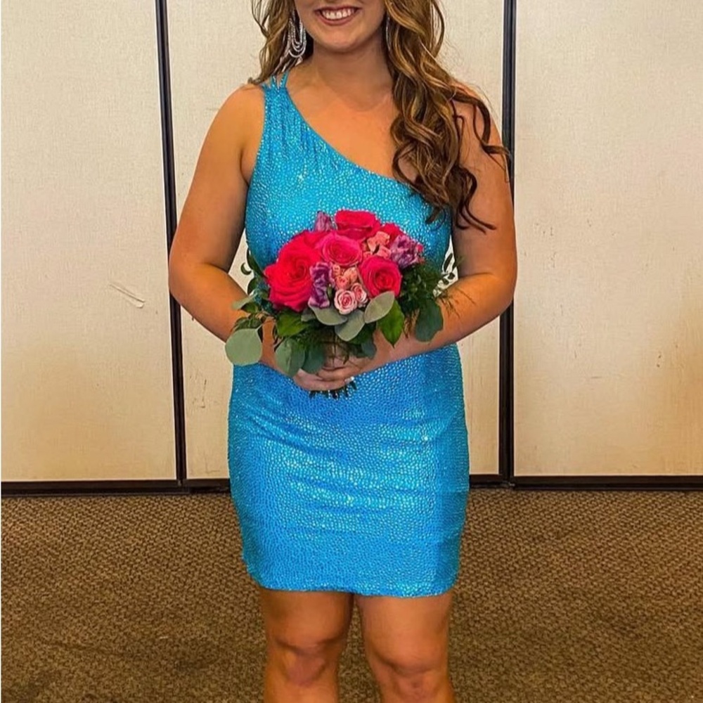 Radiant One-Shoulder Blue Dress